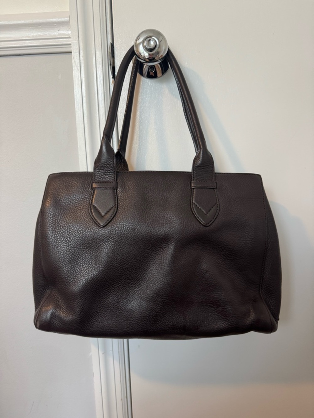 Classic Dark Brown Leather Tote Bag